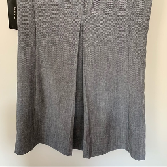 ZARA Gray V Neck Choker A-Line Shift Mini Dress - Picture 6 of 12